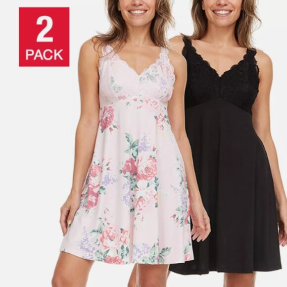 Flora Nikrooz Women's Lace Chemise, 2-pack- MultiColors Size L - Picture 3 of 8